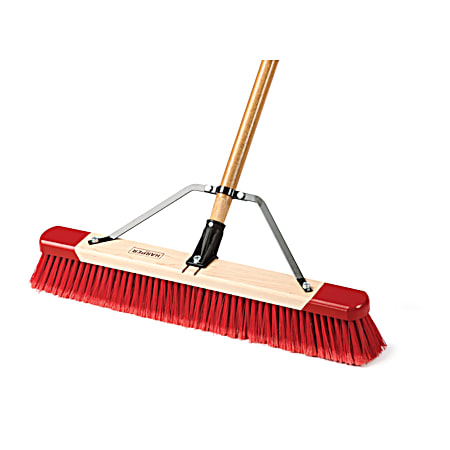 24 in Assembled All-Purpose Dry Debris Push Broom w/ Steel Brace