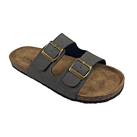 Men's Dark Grey 2 Strap Slide Sandals