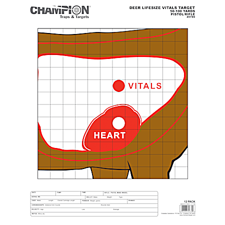 Champion Vital Zone 14 in x 18 in Deer Vitals Targets - 12 Pk
