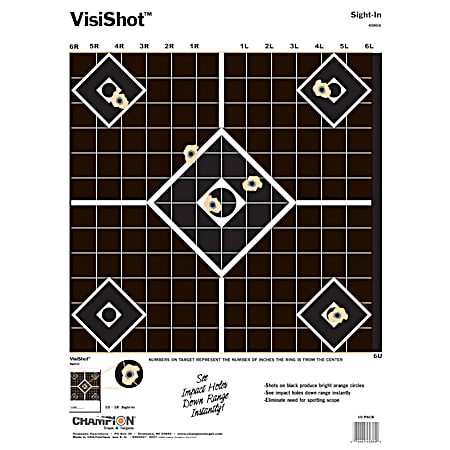 Champion VisiShot Sight-In Targets - 10 Pk