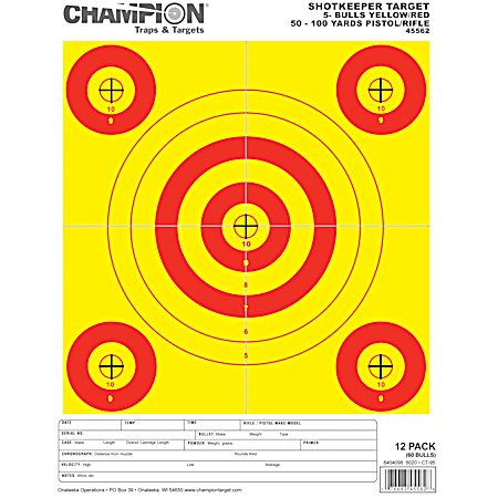 Champion Shotkeeper 8.5 in x 11 in Bull's Eye Targets - 12 Pk