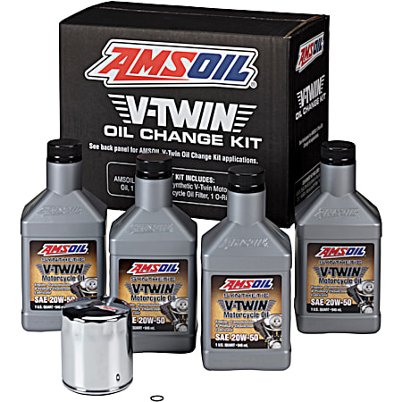 Synthetic V-Twin SAE 20W-50 Motorcycle Oil Change Kit