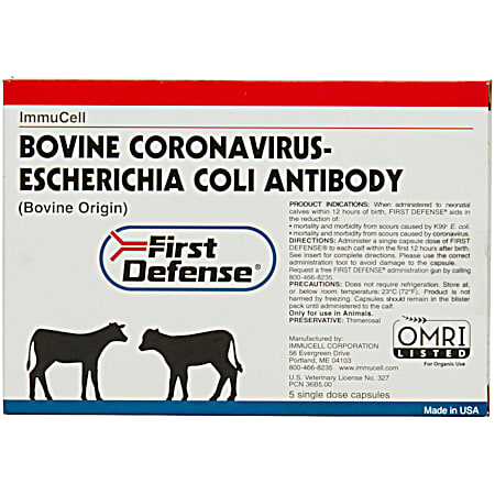 ImmuCell First Defense Bovine Coronavirus-Escherichia Coli Antibody - 5 Doses