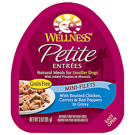 Wellness Petite Entrees 3 oz Mini Filets w/ Roasted Chicken, Carrots & Red Peppers Small Breed Wet Dog Food