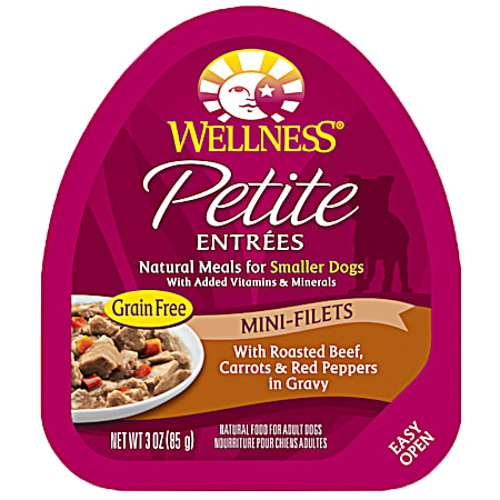 Wellness Petite Entrees 3 oz Mini Filets w/ Roasted Beef, Carrots & Red Peppers Small Breed Wet Dog Food