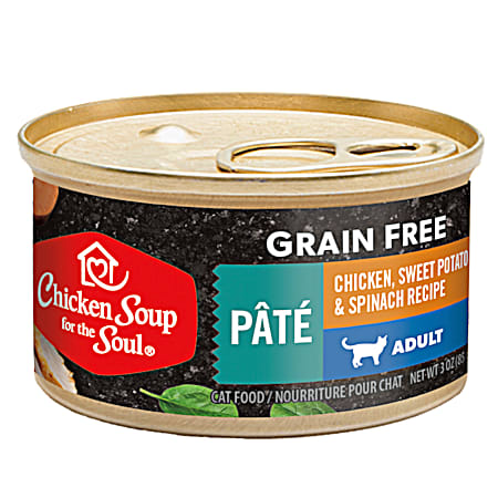 Chicken Soup for the Soul Grain Free Adult Chicken Pate w/Sweet Potatoes & Spinach Cat Wet Food