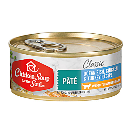 Chicken Soup for the Soul Classic Weight & Mature Care Ocean Fish/Chicken & Turkey Pate Cat Wet Food