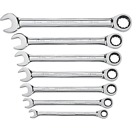 GearWrench 12-Point Ratcheting Combination Metric Wrench Set - 7 Pc