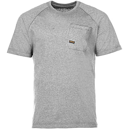 Men's Rebar Cotton Strong Heather Gray Crew Neck Short Sleeve Pocket T-Shirt