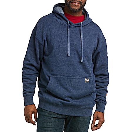 Men's Navy Heather/Lime Logo Graphic Long Sleeve Pullover Hoodie