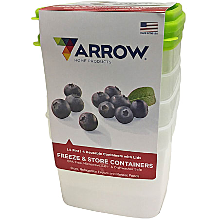 Arrow 1.5 pt Freezer Storage Container - 4 Pk