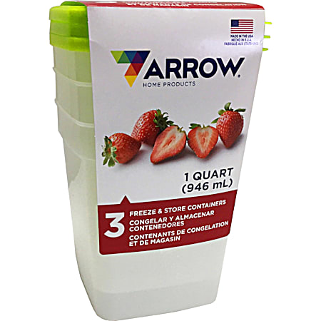 Arrow 1 qt Freezer Storage Container - 3 Pk
