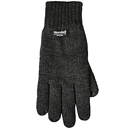 Men's Grey Thinsulate Knit Gloves