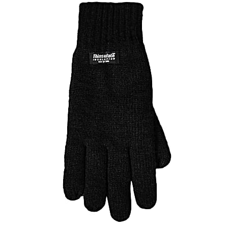 Men's Black Thinsulate Knit Gloves