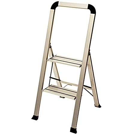 Ascent Designer Series 2-Step Silver Slim Step Stool Ladder