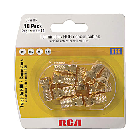 RCA 10 Pk. Twist-On RG6 F-Connectors