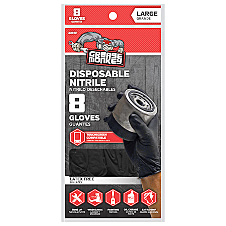 Large Disposable Nitrile Gloves - 8 Ct