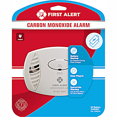 White Plug-In Carbon Monoxide Alarm w/ Battery Backup