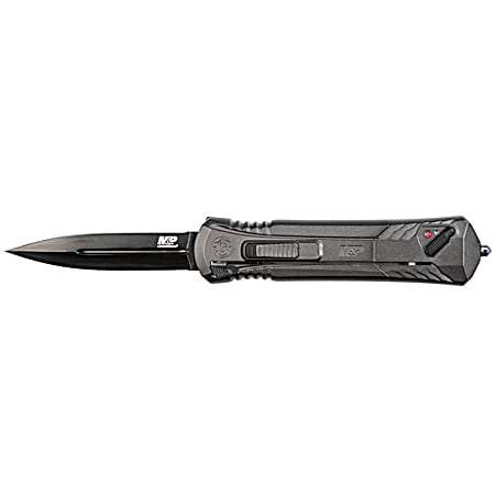 Out The Front Assisted Opening Black Stainless Steel Pocket Knife