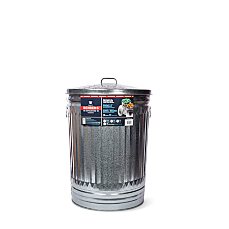 31 gal Silver Galvanized Steel Trash Can w/ Lid