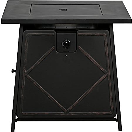 28 in Black Square Steel Gas Fire Table