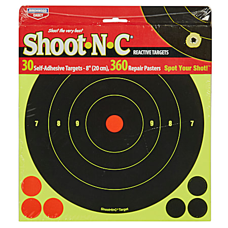 Birchwood Casey Shoot-N-C 8 in Bull's-Eye Target - 30 Pk