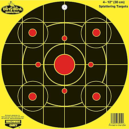 Birchwood Casey Dirty Bird 12 in Yellow Round Sight-In Targets - 4 Pk