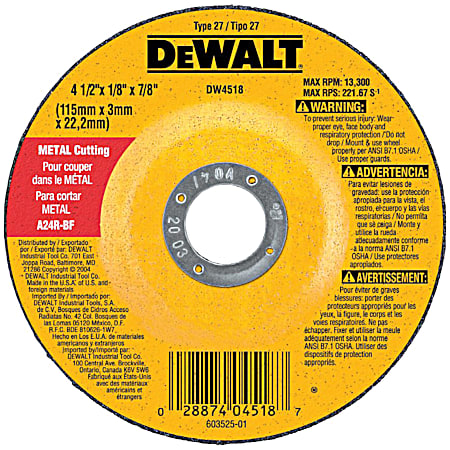 DEWALT Type 27 Metal Grinding Wheel - DW4514