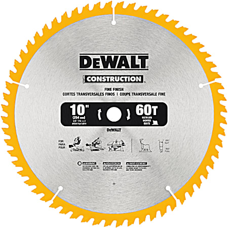 10 In. 60T Fine Crosscut Miter/Table Saw Blade