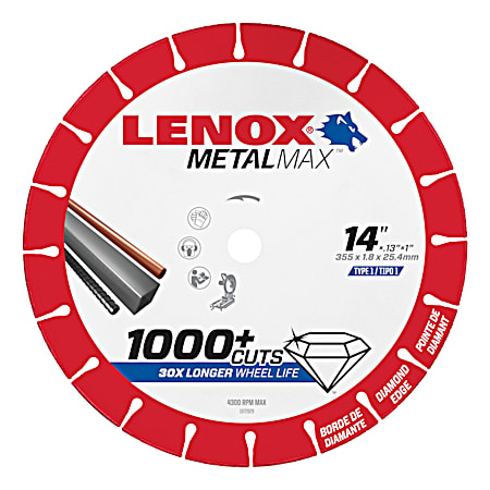 Lenox 14 in x 1 in METALMAX Diamond Edge Cutoff Wheel