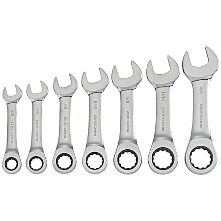 SAE Stubby Ratcheting Wrench Set - 7 Pc