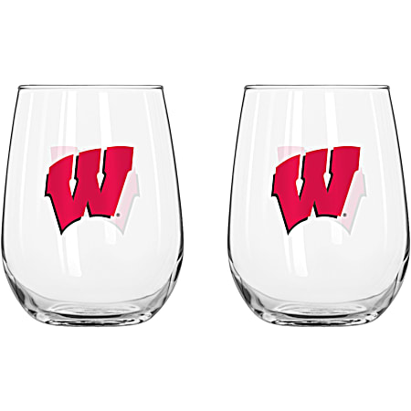 Wisconsin Badgers16 oz Curved Beverage Glass