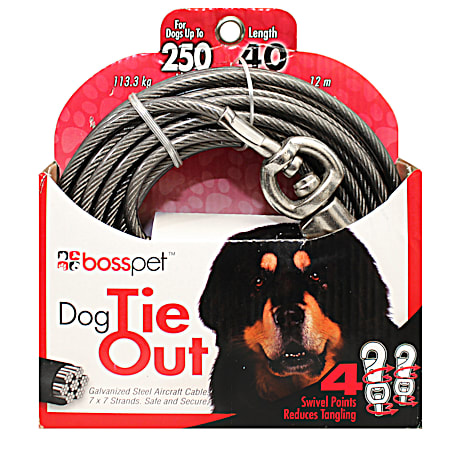Super-Beast 2X-Large Dog Silver Tie-Out Cable