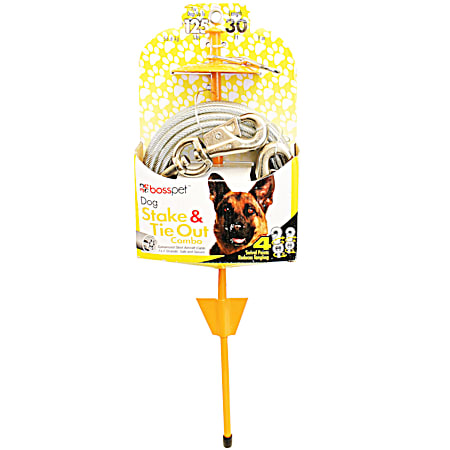 30 ft X-Large Dog Tie-Out/Dome Stake Combo