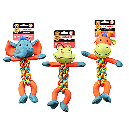 12 in Rope Braided Body Dog Toy - Assorted