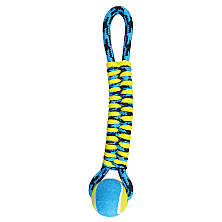 Pet Park Blvd Paracord Rope Twisted Tug w/Tennis Ball Dog Toy