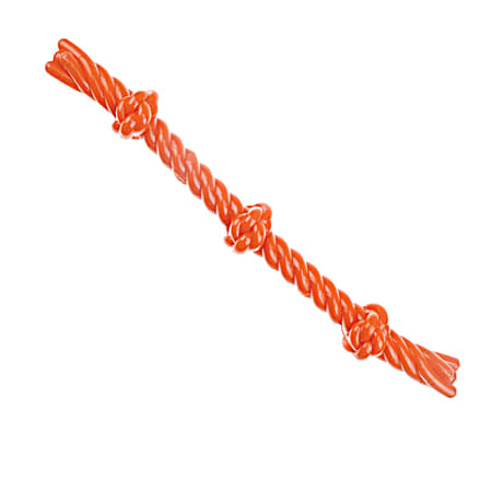 17 in Orange 3-Knot TPR Rope Dog Toy