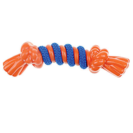 Small Orange TPR/Rope Bone Dog Toy