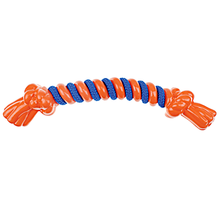 Large Orange TPR/Rope Bone Dog Toy