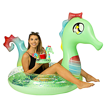 48 in Jumbo Glitter Seahorse Party Animal Pack w/Matching Drink Float
