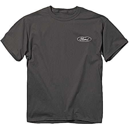 Men's Charcoal Ford American Tough Graphic Crew Neck Short Sleeve Cotton T-Shirt