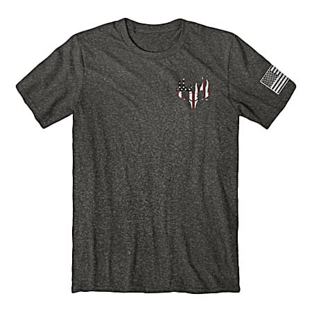 Men's Dark Charcoal Heather Freedom Coin Graphic Crew Neck Short Sleeve Cotton T-Shirt
