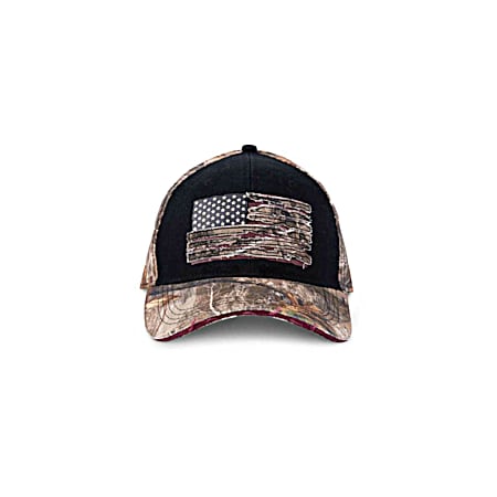 Men's Black/Camo Ripped Flag 6-Panel Cotton Cap