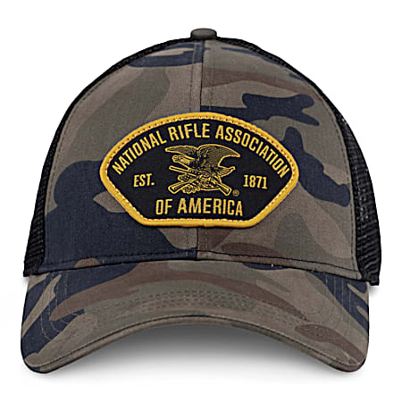 Men's Black/Camo NRA Rifleman Badge Patch 6-Panel Cotton Cap