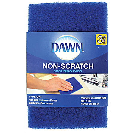 Dawn Blue Non-Scratch Scouring Pads - 3 pk