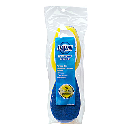Dawn Blue & Yellow Fillable Scrubber Dishwand Refills - 2 pk