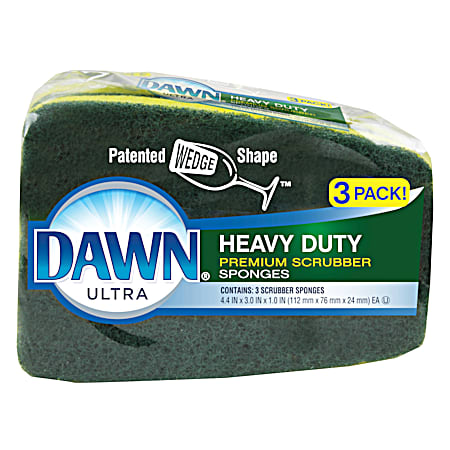 Dawn Yellow & Green Heavy Duty Scrubbing Sponges - 3 pk