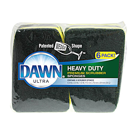 Dawn Yellow & Green Heavy Duty Scrubbing Sponges - 6 pk