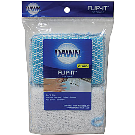 Dawn Blue & White Flip It Sponge - 2 pk
