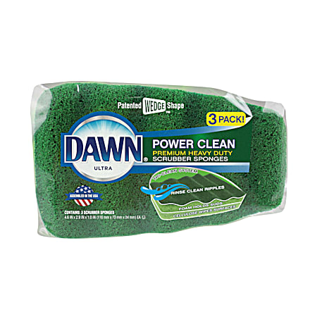 Dawn Green Power Clean Sponge - 3 pk